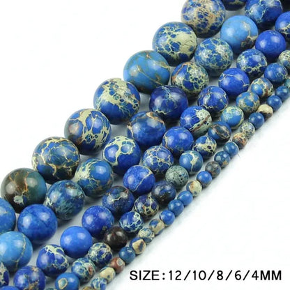 Sapphire Blue Imperial Pine Turquoise Beads Natural Stone Top Quality Loose Beads 4/6/8/10/12MM Jewelry Bracelet Accessories DIY