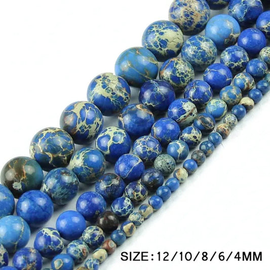 Sapphire Blue Imperial Pine Turquoise Beads Natural Stone Top Quality Loose Beads 4/6/8/10/12MM Jewelry Bracelet Accessories DIY