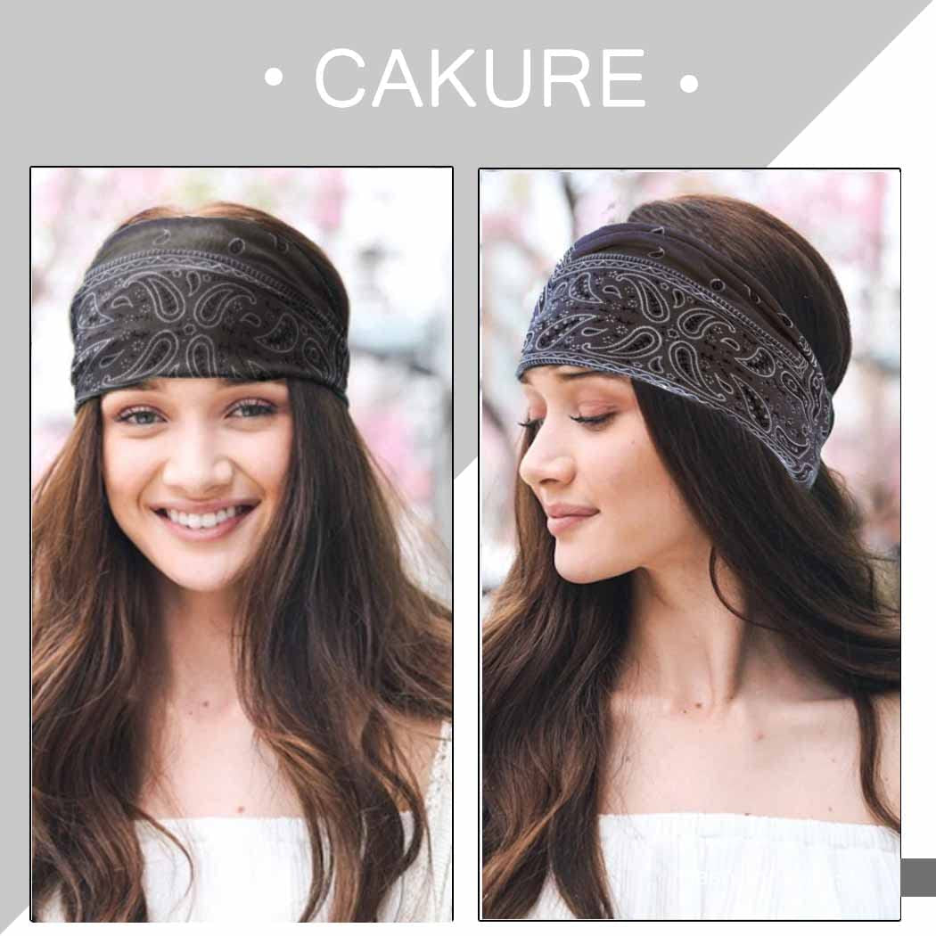 Boho Headbands Wide Turban Knotted Head Bands African Head Wraps Yoga Hairbands Hair Scarf Elastic Hair Accessories for Women and Girls Pack of 3 (Set-2B)