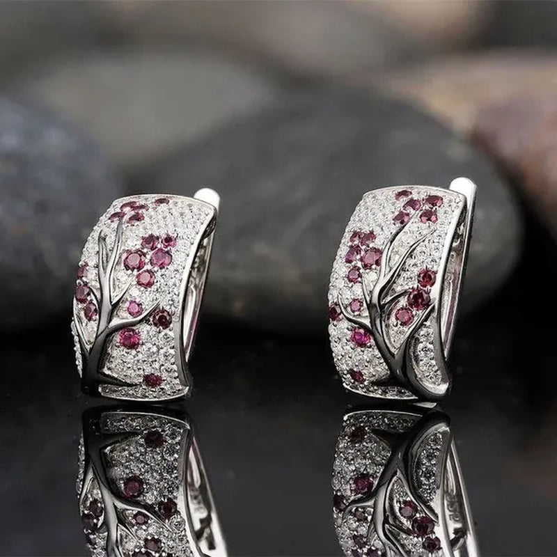 Dazzling 925 Sterling Silver Natural Gemstone Diamond Floral Earrings Women Wedding Engagement Fine Jewelry