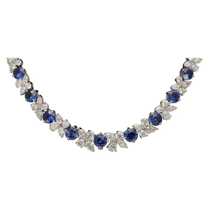 Grand Sapphire and Diamond 18k White Gold Choker Necklace