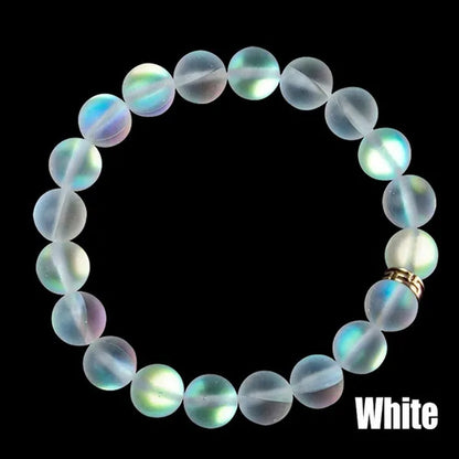 Mermaid Glass Quartz Glowing Aura Moonstone Matte 8mm Bracelet