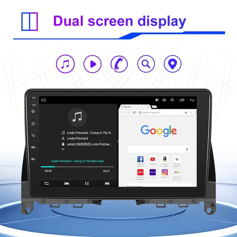 PODOFO【2+32G】HD 9'' Android 10.1 Car Radio Stereo with GPS Navigation Wifi Bluetooth FM/RDS for Mercedes-Benz W204 2006-2011 with 12LED Camera/ DVR (Optional)
