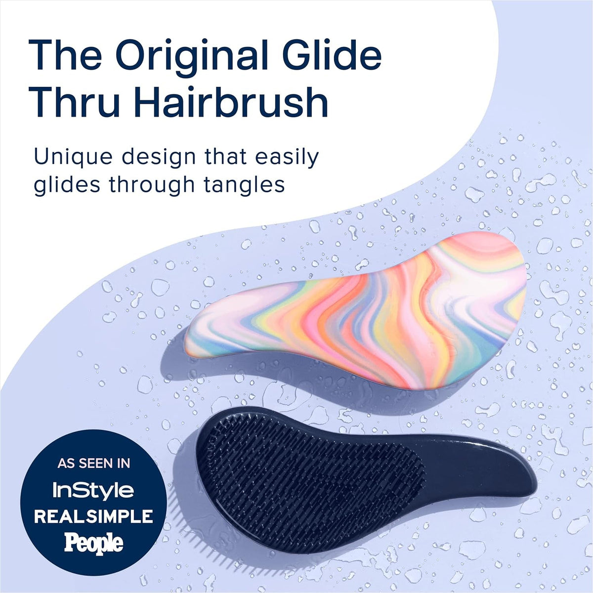Glide Thru Detangling Brush for Adults and Kids - Detangler Hair Brush for Curly or Straight, Wet or Dry Hair - Gentle on Tangles Hairbrush and Comb - 7.5 X 3-Inch, Soft Hazy Swirl