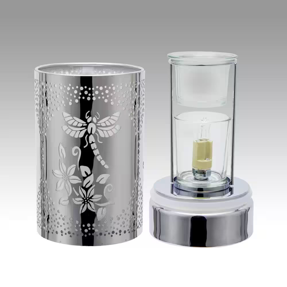 Silver Dragonfly Touch Lamp, Essential Oil Diffuser and Wax Warmer