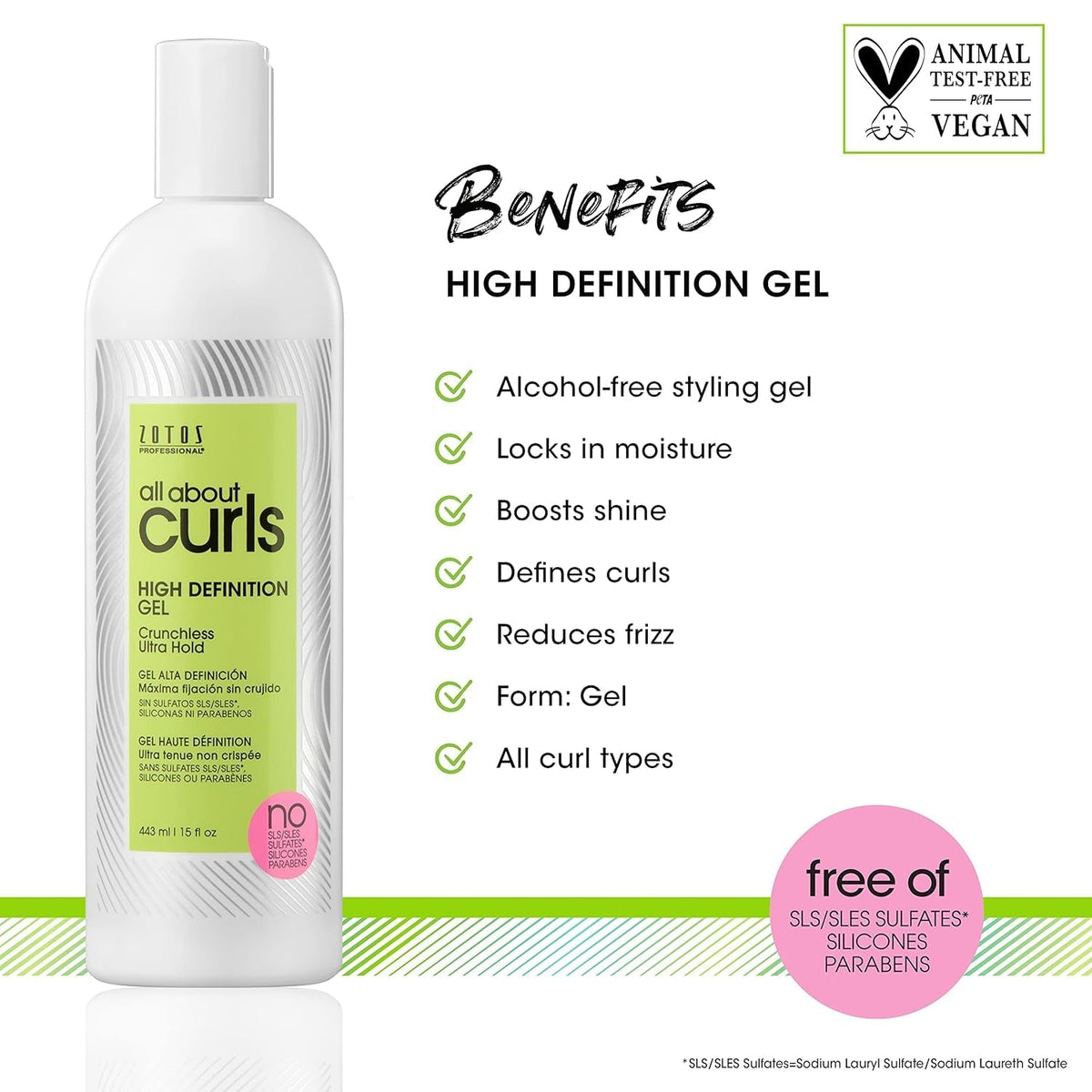 All about Curls High Definition Gel | Crunchless Ultra Hold | Define, Moisturize, De-Frizz | All Curly Hair Types