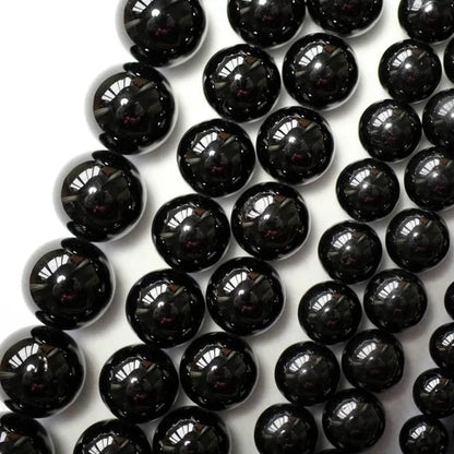 Natural Genuine Black Tourmaline Gemstone Round Loose Beads Fit Women Jewelry Necklace Bracelets 4/6/8/10/12mm Pick Size