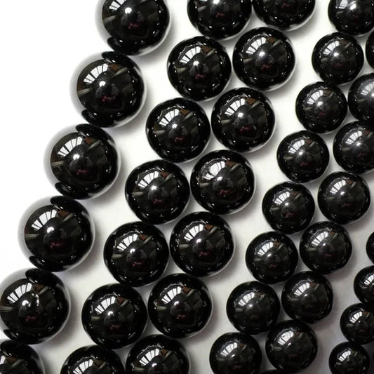 Natural Genuine Black Tourmaline Gemstone Round Loose Beads Fit Women Jewelry Necklace Bracelets 4/6/8/10/12mm Pick Size
