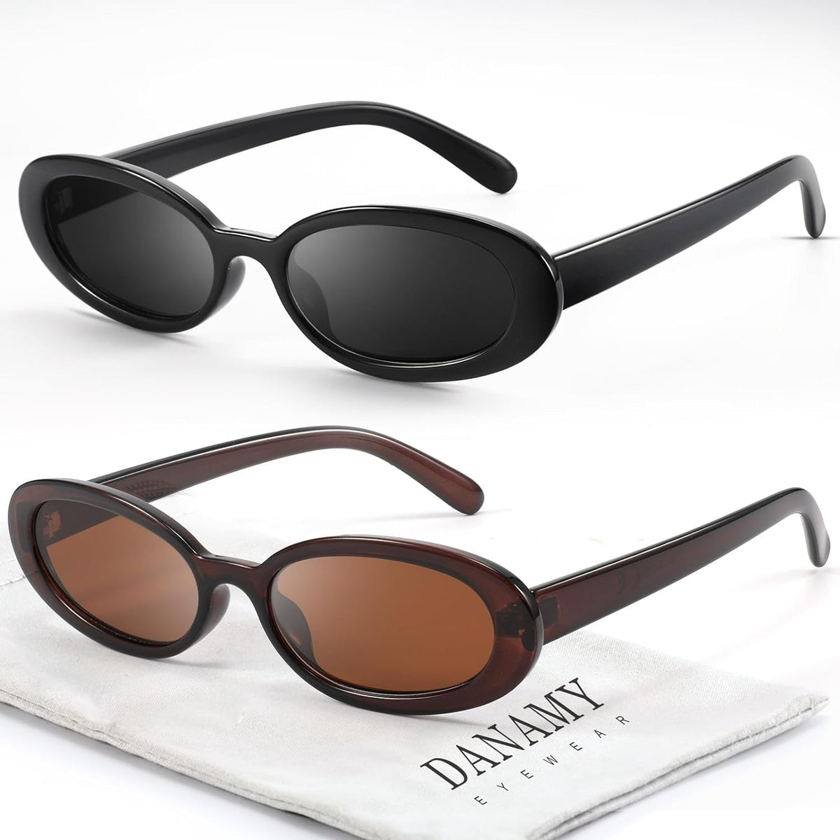 Retro Oval Sunglasses for Women Men Fashion Small Frame Sun Glasses 90s Style Driving Glasses UV400 Protection