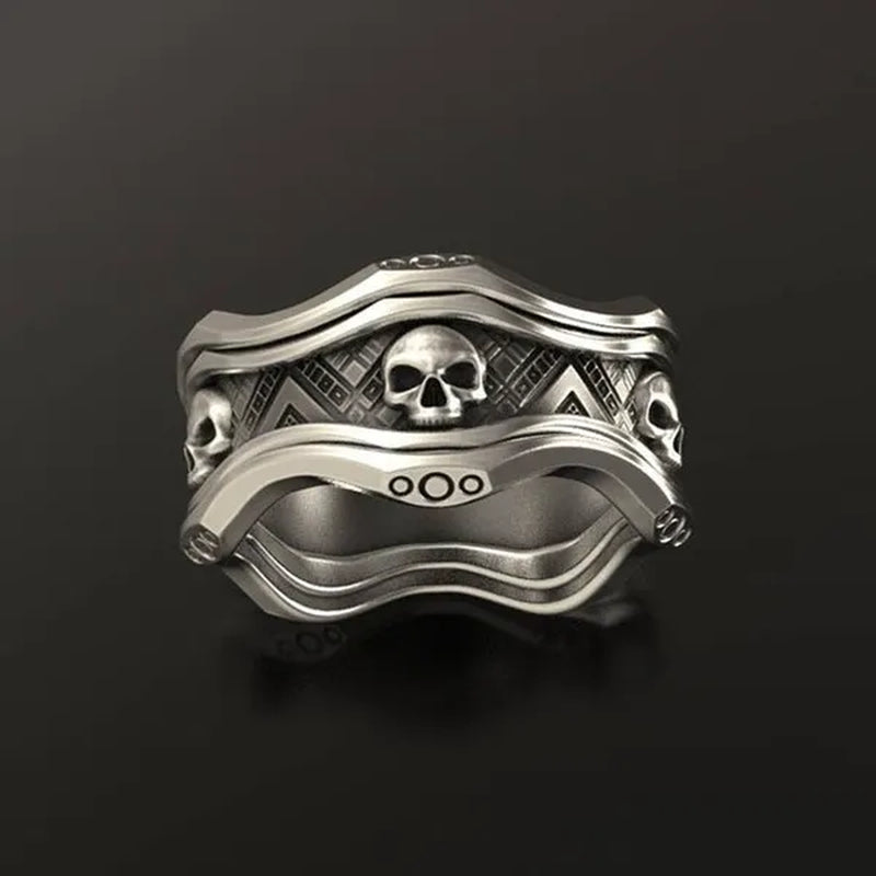 Gothic 925 Sterling Silver Skull Ring Infinity Band Punk Jewelry Birthday Proposal Gift Engagement Banquet Party Wedding Rings for Unisex Men Women Size 5 - 10