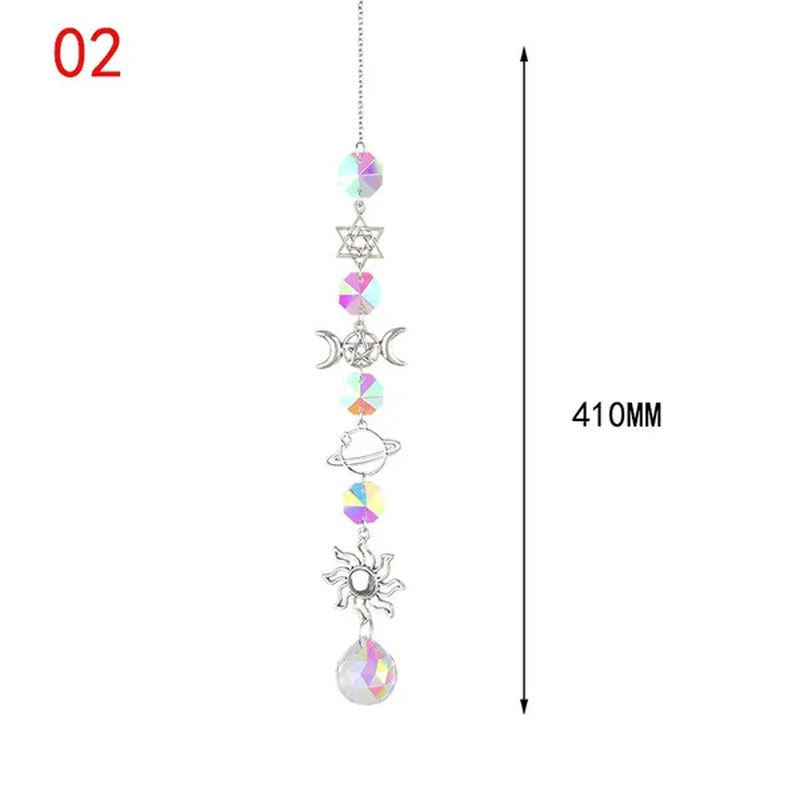 3 Styles Crystal Wind Chime Moon Sun Catcher Diamond Prisms Pendant Dream Catcher Rainbow Chaser Hanging Drop Home Garden Decor Windchime