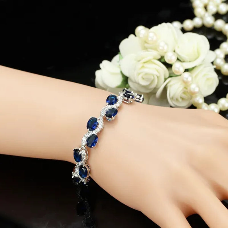 CANDICE Brilliant Multicolor Cubic Zirconia Crystal Pave Setting S Shaped Silver Plated Tennis Bracelets Bangles for Women New Summer Jewelry
