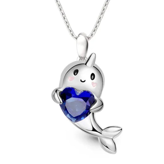 Creative Cartoon Axolotl Animal Heart Shape Diamond Crystal Pendant Necklace Exquisite Women's 925 Silver Necklace Princess Pendant Panda Snowman Necklace Engagement Wedding Accessories Party Jewelry Birthday Gift