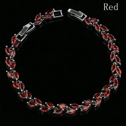 Trendy 2019 Cubic Zirconia Jewelry 925 Silver Leaf Charm CZ Crystal Female Bracelets Bangles for Women