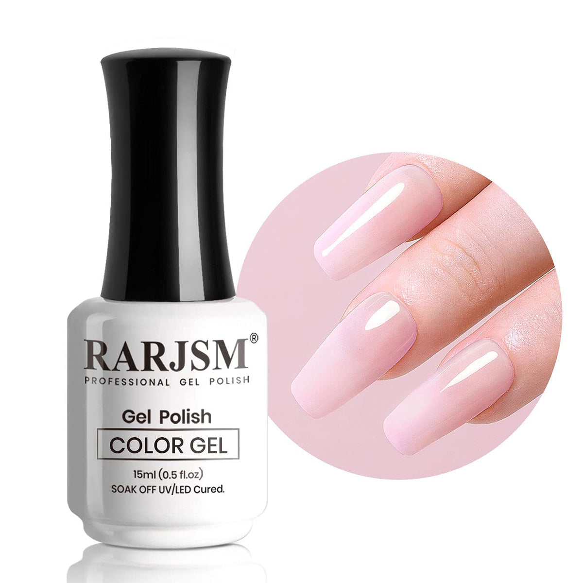 Milky Pink Gel Nail Polish LED UV Gel Soak off Transparent Nude Pink Varnish Nail Art Color 15ML Single Bottle for DIY Home French Manicure