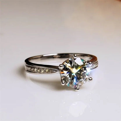 2016 Brand Female Fashion ring 1ct Cz diamond ring 925 Sterling Silver ring Engagement Wedding Band Ring for Women finger ring  RW1219