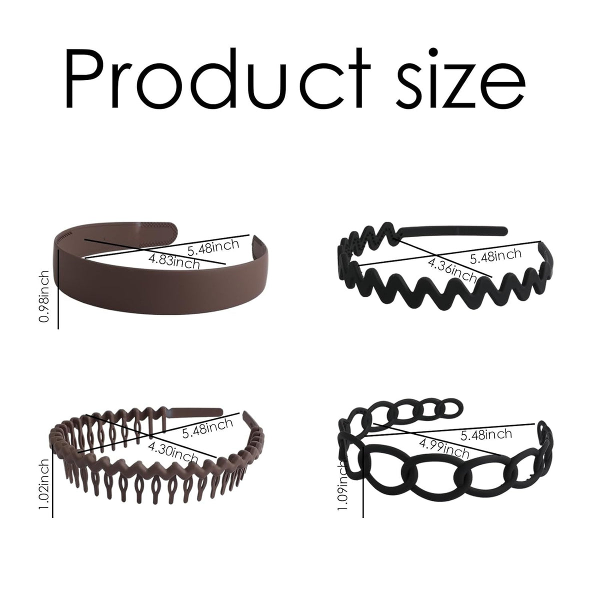9 Pcs Plastic Headbands with Teeth,Headbands for Women Men Non Slip,Comb Hair Bands Accessory for Teen Girls,Coffee and Black