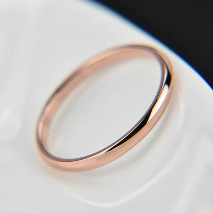 2mm Super Thin Dainty Tiny Ring Black/Silver/Gold/Rose Gold Rings Unisex Wedding Band Size 3-10
