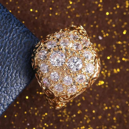 Retro Fashion Micro Pave Cubic Zirconia Gold Rings for Women Daily Casual Accessories Vintage Jewelry