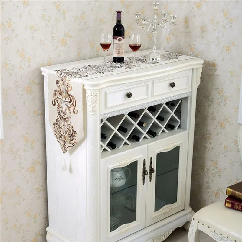 European Table Runner Modern Luxury Brocade Table Runner with Tassel Classic Decoration for Cabinets and Dining Table