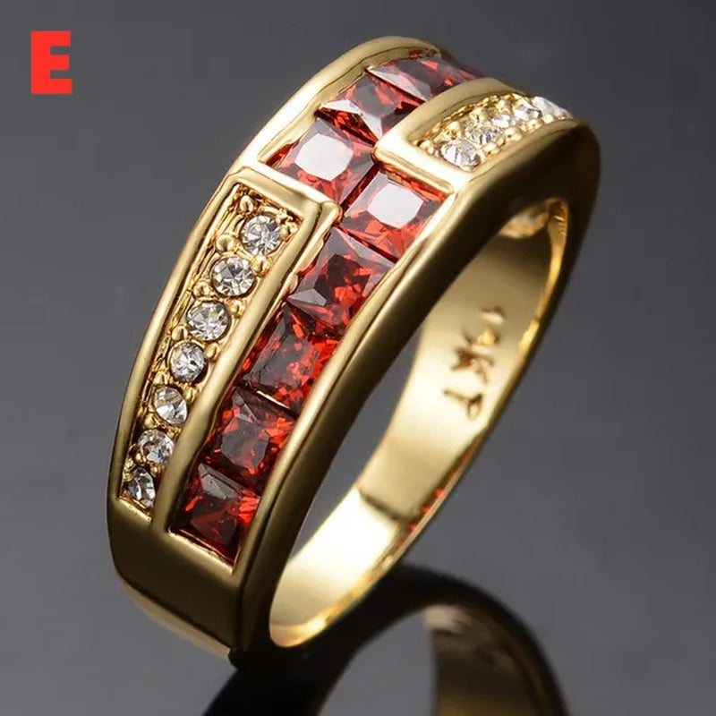 Exquisite Retro 18K Gold Natural Garnet Red Ruby Gemstone Ring Anniversary Gift Romantic Bride Engagement Wedding Party Bands Fine Jewelry