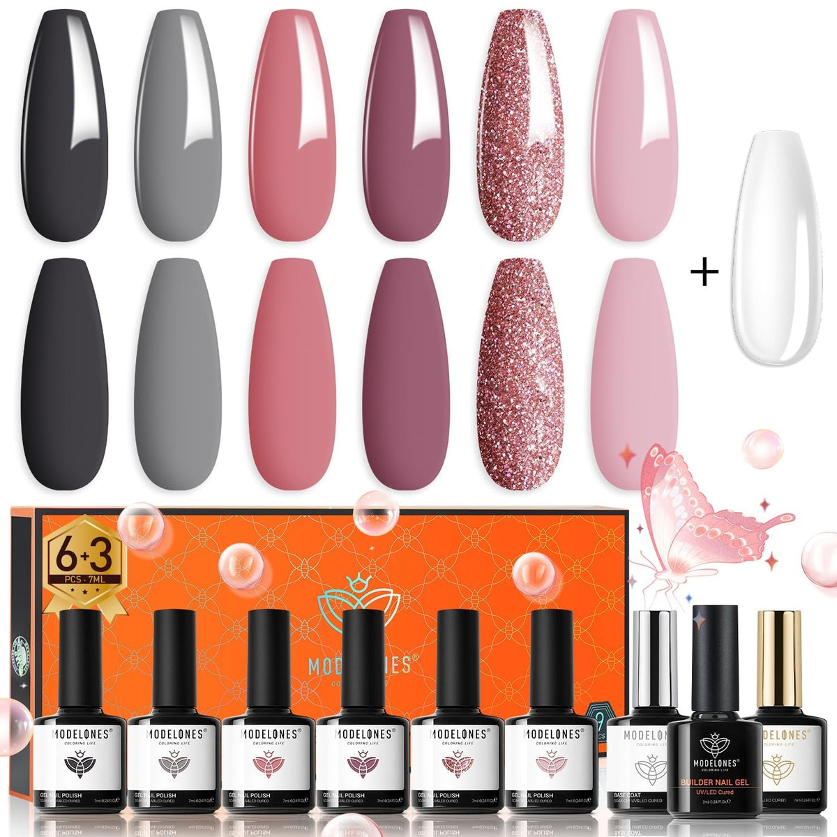 Gel Nail Polish Set, 6 Colors Easter Pastel Gel Polish Set with Nail Art Liner Brush, Soft Pink White Light Purple Blue Green Nude Spring Painting Nail Gel Polish Kit Mani DIY Salon Gifts