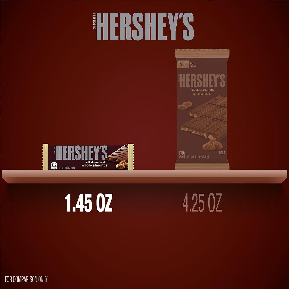 Milk Chocolate with Whole Almonds Candy Bars, 1.45 Oz (6 Count)