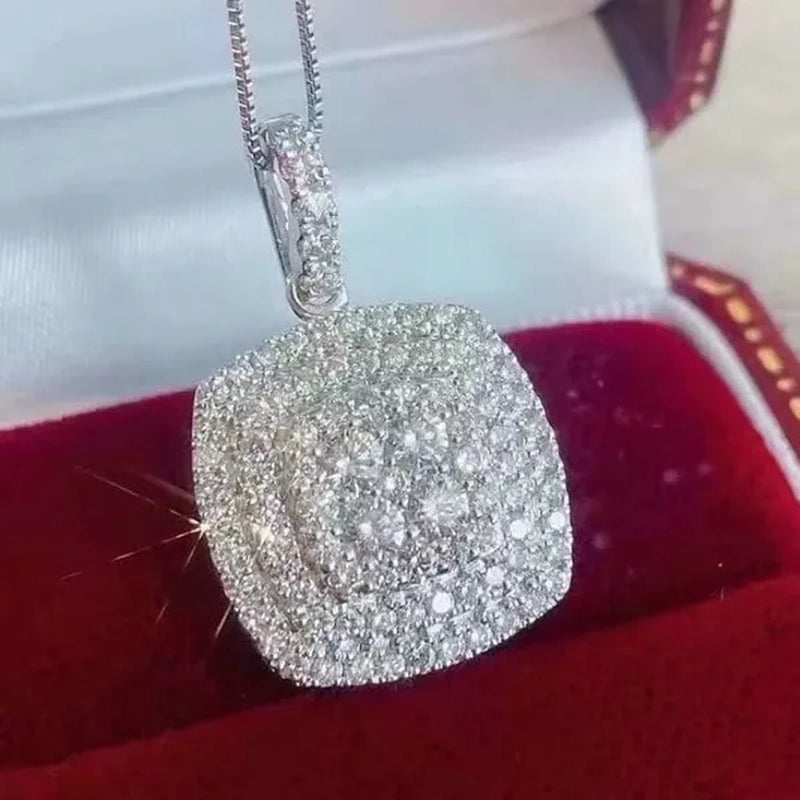 New Fashion Micro Inlay Bright Diamond Necklace for Women Bridal Romantic Wedding Jewelry Daily Casual Accessories