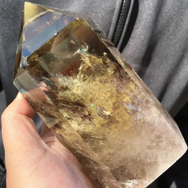700g/800g/1000g Natural Large Size Clear Citrine Tower Points Smoky Citrine Quartz Crystal Healing Wand for Decoration