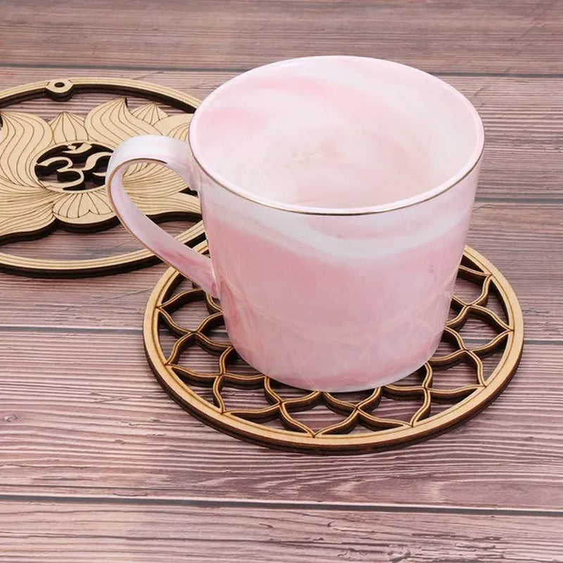 1 PC Making Sacred Geometry Ornament Laser Cut Handmade Coasters Wood Wall Art Home Decor Wooden Wall Sign Flower Of Life Energy Mat Flower of Life Shape Slice Wood Base