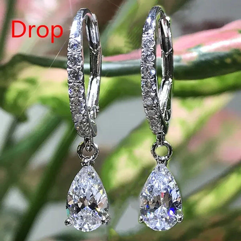 Gorgeous 925 Sterling Silver Diamond Engagement Bridal Wedding Dangle Earring for Women Pendant Earring Anniversary Gift Jewelry