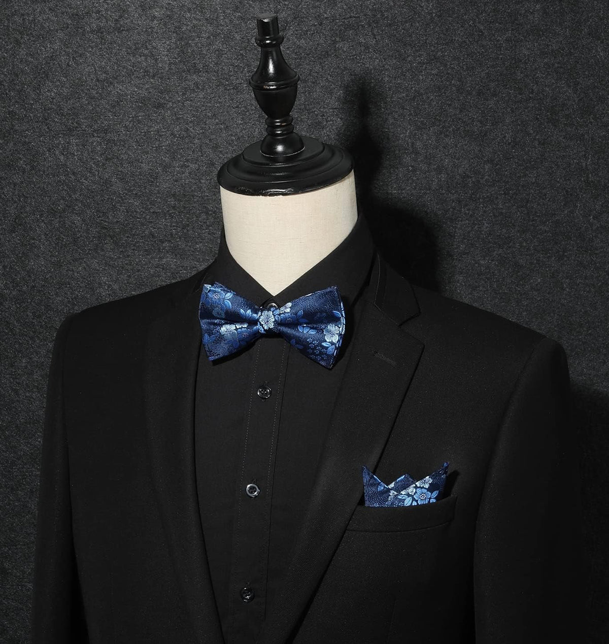 Bow Ties for Men Floral Bowties Mens Self Tie Bow Tie Handkerchief Jacquard Woven Bowtie Pocket Square Set