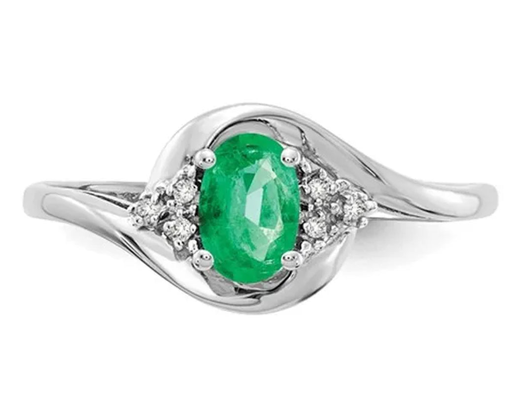 2/5 Carat (ctw) Natural Emerald Ring in 14K White Gold