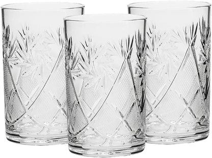HOMEHUT Set of 3 Russian Cut Crystal HOT Tea Glasses for Metal Glass Holder Podstakannik