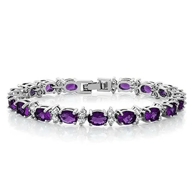 Gem Stone King 925 Sterling Silver Gorgeous Oval and Round Sparkling Cubic Zirconia CZ Tennis Bracelet Jewelry Gift