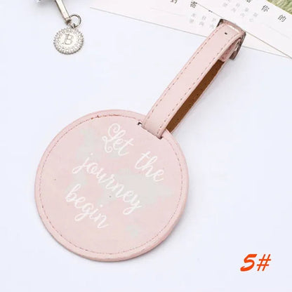 Air Plane Pattern Travel Luggage Bag Tags Handbag ID Tag Name Card Holder with Key Ring （Shape: Round）