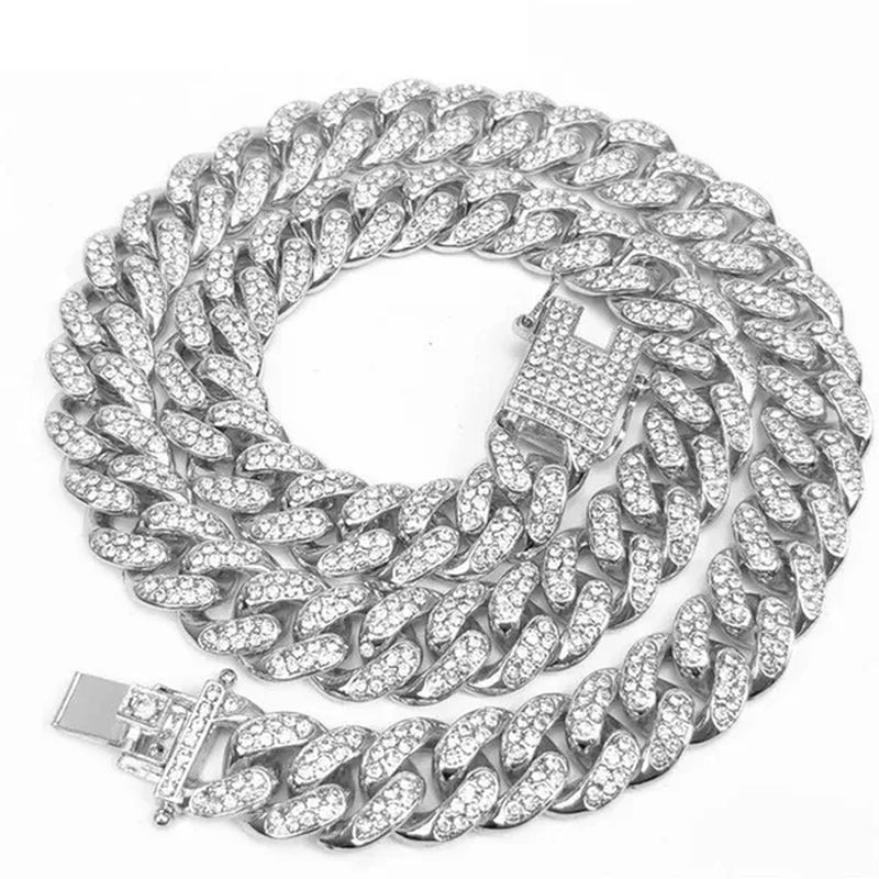 Fashion Hip Hop Iced Out Diamond Full Miami Curb Cuban Chain CZ Bling Rapper Necklaces for Women Men Jewelry