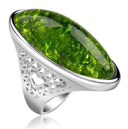 Party Wedding Christmas Gifts Gold Amber Ring Big Bohemian Precious Rings for Women(size 5 6 7 8 9 10 11 12)