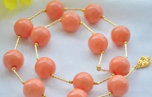 16mm round coral-pink south sea shell pearl necklace 20inch