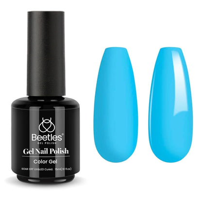 Beetles Gel Nail Polish, 1Pcs 15ml Electric Punk Bright Blue Color Gel Polish Soak Off Uv LED Gel Nail Art DIY Gel Nail Manicure for Girls Women Gifts Spring