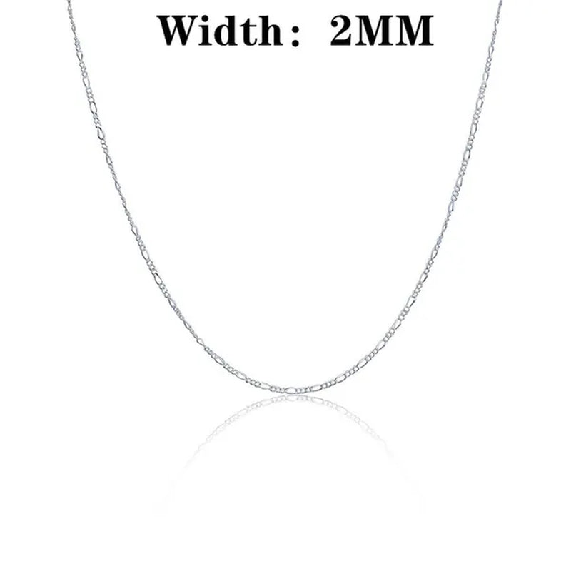 Wholesale High Quality 925 Sterling Silver Fashion Jewelry 2MM/4MM/6MM/8MM Women Men 925 Solid Silver Figaro Chain Necklace 16/18/20/22/24/26/28/30 inches