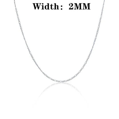 Wholesale High Quality 925 Sterling Silver Fashion Jewelry 2MM/4MM/6MM/8MM Women Men 925 Solid Silver Figaro Chain Necklace 16/18/20/22/24/26/28/30 inches