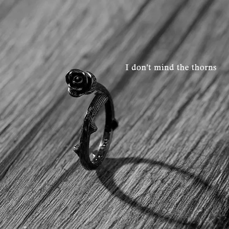 Novel Design Gun Black Plated Rose Flower Rings for Women Jewelry Adjustable Joint Ring Circle Womens Party Valentine's Day Gifts