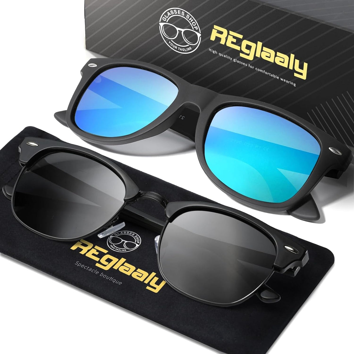 Sunglasses Men and Womens, Polarized Sunglasses for men with UV Blocking Semi-Rimless Frame for Driving & Hiking