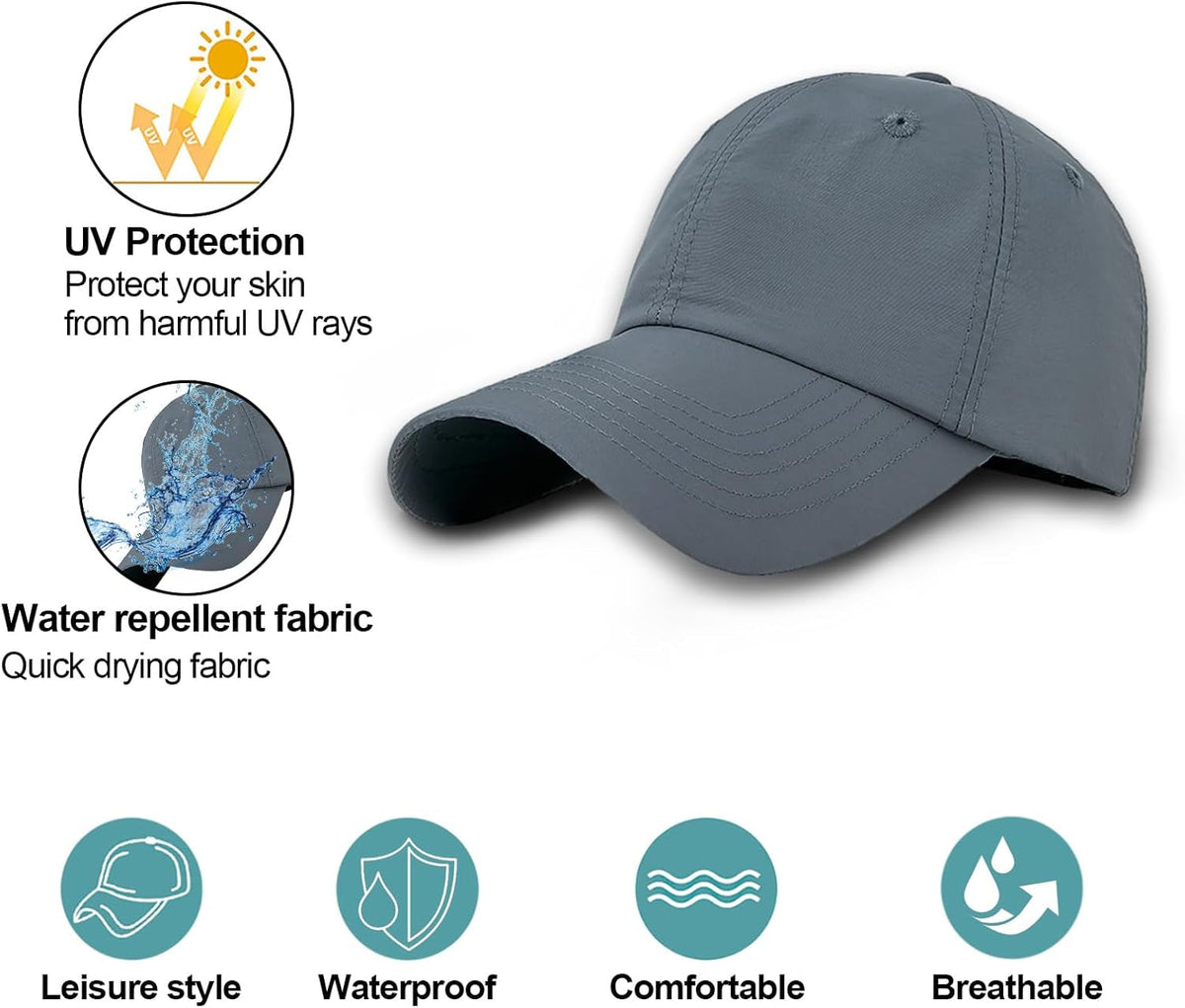 Men Quick Dry Sport Baseball Cap, Men'S Athletic Fitted Cap, Adjustable anti UV Outdoor Sun Hat