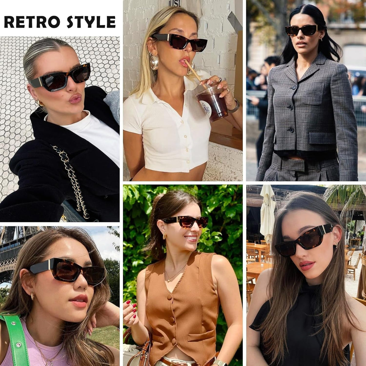 Retro Cat Eye Rectangle Polarized Sunglasses for Women Chunky Style MS52370
