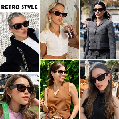 Retro Cat Eye Rectangle Polarized Sunglasses for Women Chunky Style MS52370
