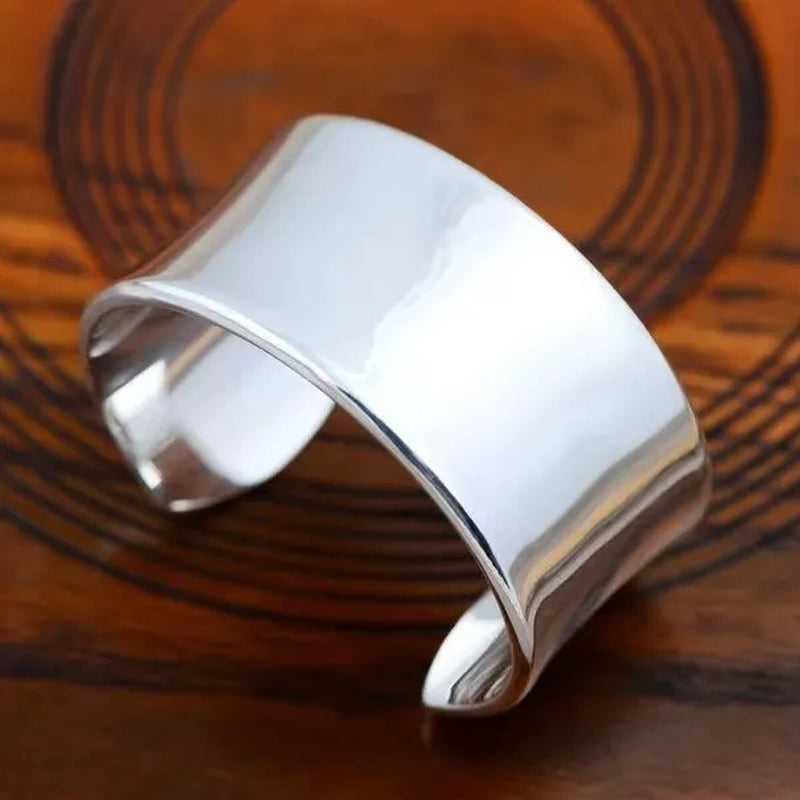 FASHION 925 Sterling Silver Minimalist Cuff Bangle
