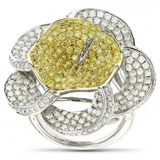 Fashion White Gold Sunflower Women Ring 925 Sterling Silver Citrine Wedding Jewelry Ring Ladies' Favorite White Sapphire Finger Ring