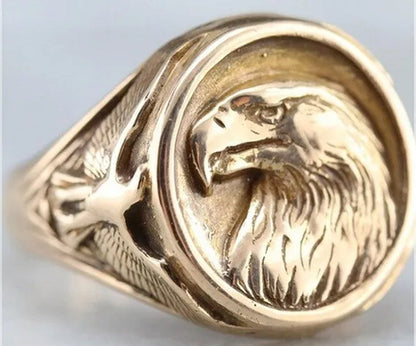 New Fashion Domineering Men's 18K Gold Ring Natural Sapphire Men's Diamond Ring Hand-carved Gold Skull Sea Monster Male Ring Men's Birthday Gift Party Jewelry Size 5-14